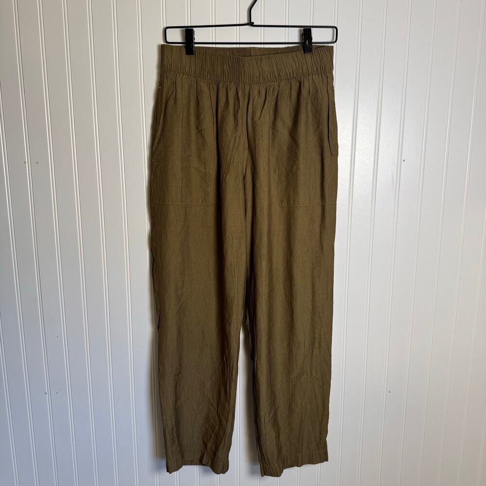 ZARA Pull-On Lightweight Flowy Straight Leg Pants Green Women’s Size Medium